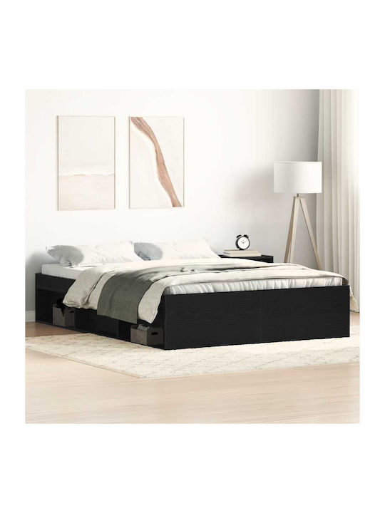 Cadru de Pat Vidaxl Fără Saltea Stejar Negru 140x190cm 1 Bucată Single Maro