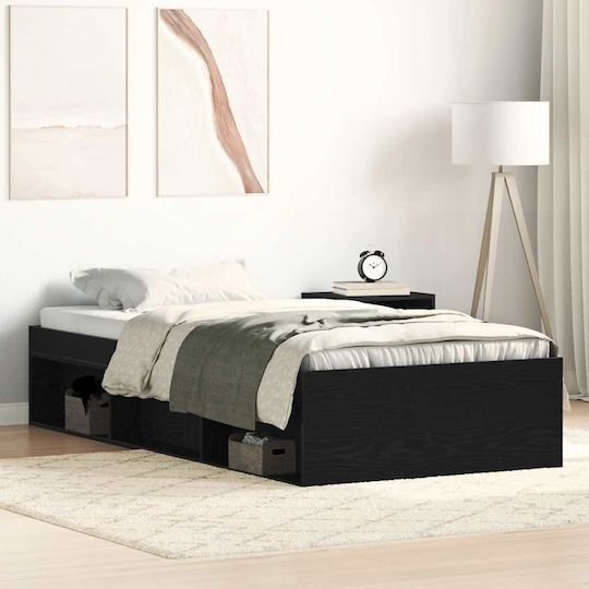 Vidaxl Bettgestell ohne Matratze Schwarz Eiche 90x200cm Massivholz 1 Stück Einzel Braun
