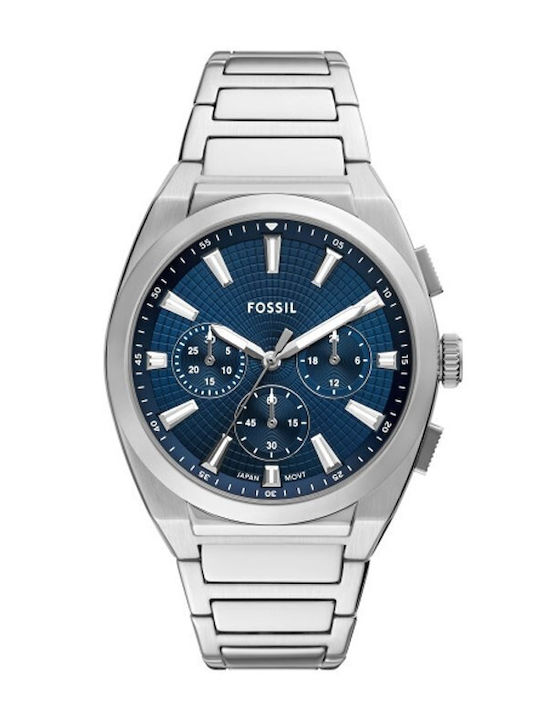 Fossil Γυναικείο Ρολόι 44mm Μπαταρίας με Ασημί Μεταλλικό Μπρασελέ