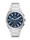 Fossil Γυναικείο Ρολόι 44mm Μπαταρίας με Ασημί Μεταλλικό Μπρασελέ