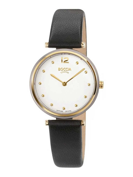 Boccia Women's Watch with Black Leather Strap