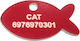 Cat ID Tag Fish Engraved Hanging Acrylic Red 30x18mm 1pc