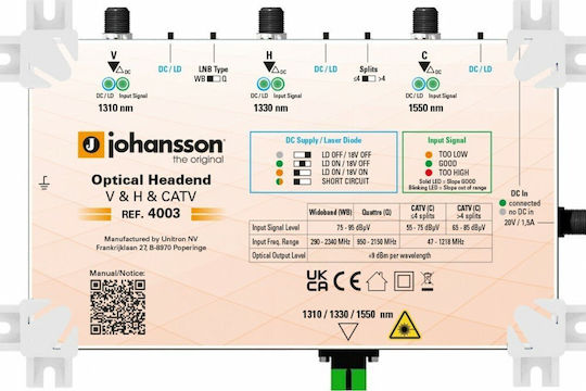 Johansson 4003 Optical Headend Transmitter 3 Wavelengths