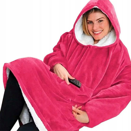 Κουβέρτα Fleece με Μανίκια 80x110εκ. Φούξια