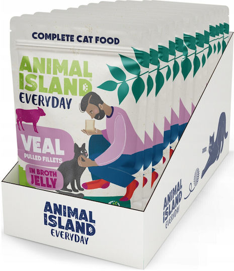 Animal Island Wet Food for Cats in Pouches with Calf 12x85gr