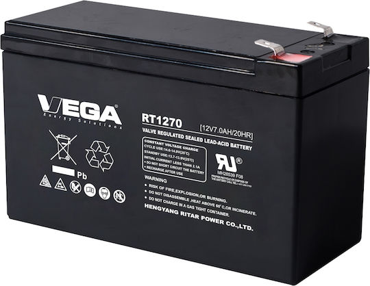 Vega Ritar Μπαταρία UPS με Χωρητικότητα 7Ah και Τάση 12V RT1270 1τμχ