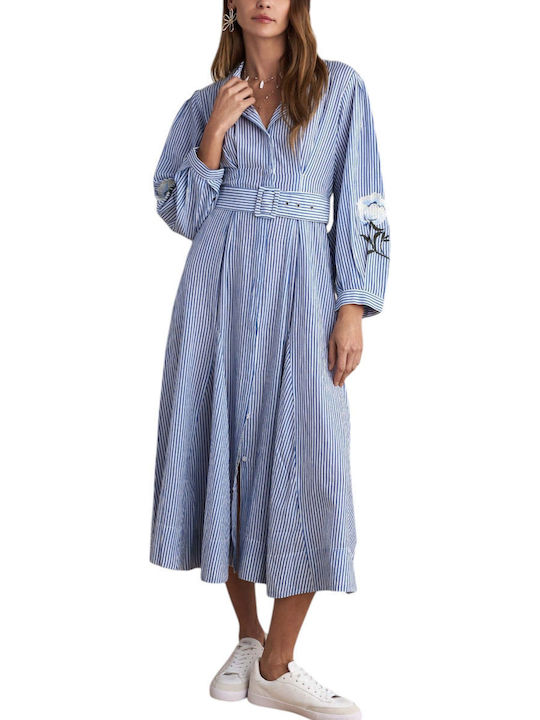 Sommer Midi Hemdkleid Blau