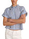 Women's Striped Short Sleeve Shirt Blue