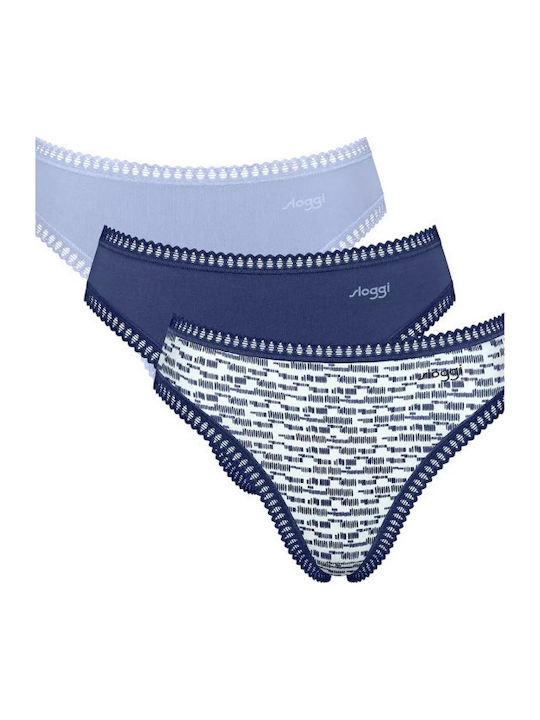Sloggi Βαμβακερά Women's Slip 3Pack Blue
