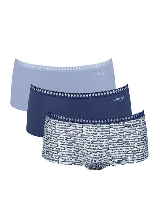 Sloggi Βαμβακερά Γυναικεία Slip 3Pack Μπλε