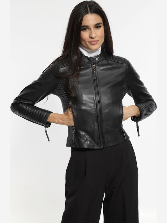 Newton Leather Crop Δερμάτινο Γυναικείο Μπουφάν...