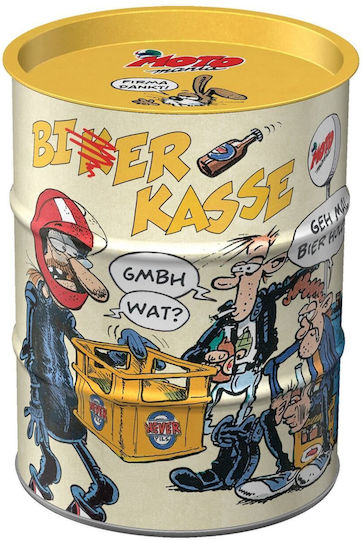 Ölfass-Spardose Motomania Biker Checkout Logo