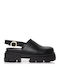 Lederne Damen Ballerinas Slingback in Schwarz Farbe