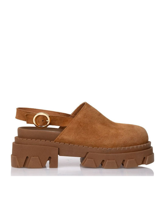 Wildleder Damen Ballerinas Slingback in Tabac Braun Farbe