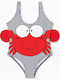 Disney Blue Red Crab Παιδικό Μαγιό Ολόσωμο Blue Red