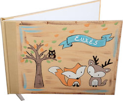 Guest Book 21x28cm 78 Pages Forest Animals Wooden Hand-Painted Cover