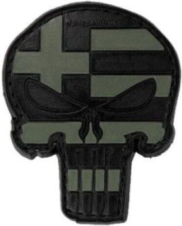 Punisher Greek Flag PVC Patch Black Khaki