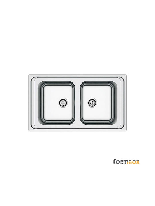 Fortinox Ένθετος Νεροχύτης Inox Σατινέ Μ86xΠ50cm Ασημί