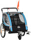 Homcom Fahrradanhänger Kinderwagen 2 in 1 Gurt Taschen Fahne Blau 440-026bu