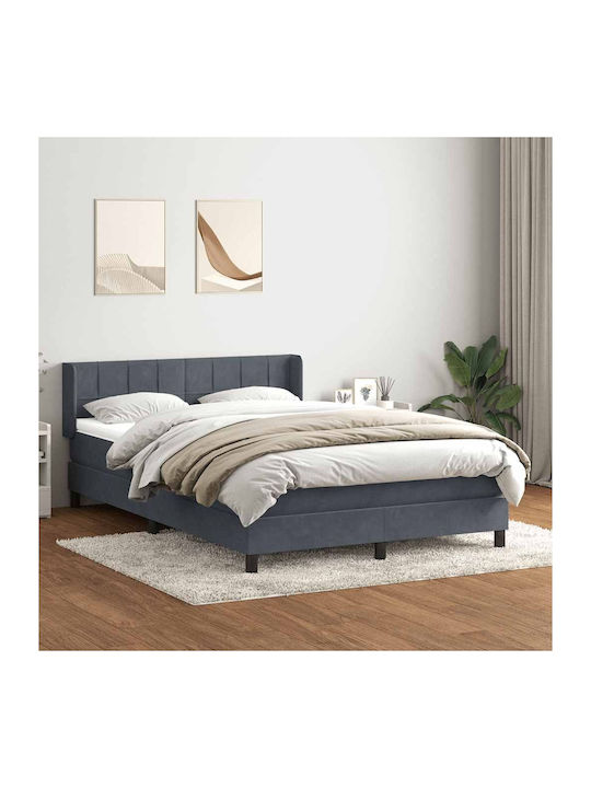 Double Upholstered Bed with Fabric Dark Grey with Slats and Mattress 160x210cm