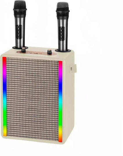 Ηχείο Karaoke με Ασύρματα Μικρόφωνα και Εφέ Φωτισμού M2003 Μπεζ