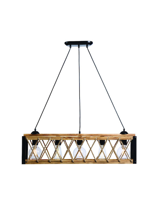 ArkoLight Pendant Light Black with Rope for Socket E27 5x5cm