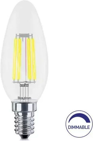 Braytron Λάμπα LED 4W για Ντουί E14 Θερμό Λευκό Dimmable