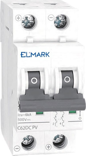 Rail Fuse DC 2x13A 6kA 500V MCB DC62 PV Systems Solar