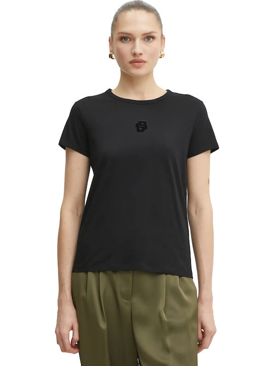 Boss Дамски T-shirt Черен