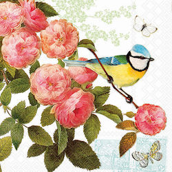 Decoupage Serviette 1 Stk. Vogel Rosen
