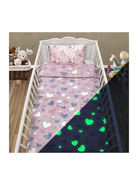 Lino Home Κουβέρτα Κούνιας Fleece Ροζ 110x150εκ.