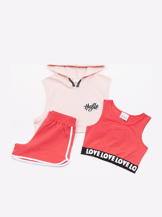 Kids' Set with Shorts Summer 3pcs Coral