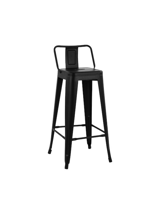 Hocker Bar mit Rückenlehne Metall Black Velvet-...