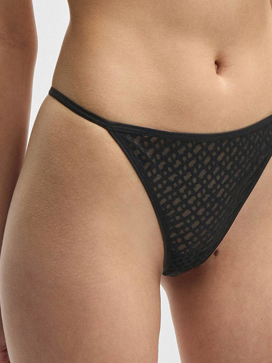 Γυναικείο String με Δαντέλα Black
