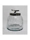 Karvounis Glass Sweet Jar with Lid Silver 15x15x18cm