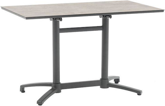 Flavio Outdoor Dinner Foldable Table with Wood Surface and Aluminum Frame Dark Gray 120x70x72cm