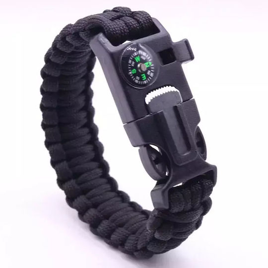5 1 Survival Kit Bracelet with Whistle and Sparkler Black