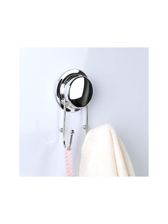 Double Wall-Mounted Bathroom Hook Silver