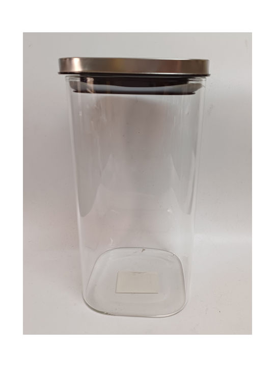 Karvounis Vase General Use with Lid Glass Transparent 1300ml