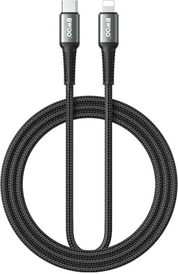 BWOO Braided USB-C to Lightning Cable 30W Μαύρο 2m