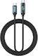 BWOO Плетен LED USB 2.0 Кабел USB-C Мъжки - USB-C 60W Захранване (PD) Черен 1м