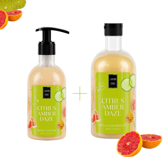Lavish Care Citrus Amber Daze Skin Care Set for Body Cleaning & Moisturizing 2pcs