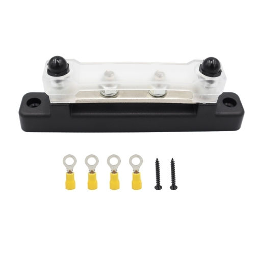 Cp-3119 150a 12-48v Rv Yacht Single-row 2-way Busbar 4pcs Terminals Μαύρο