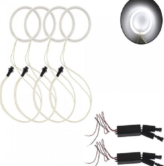 Illuminated Car Motorcycle Angel Eye Ring 4 Pcs White 12v 80mm*4 Xd2401