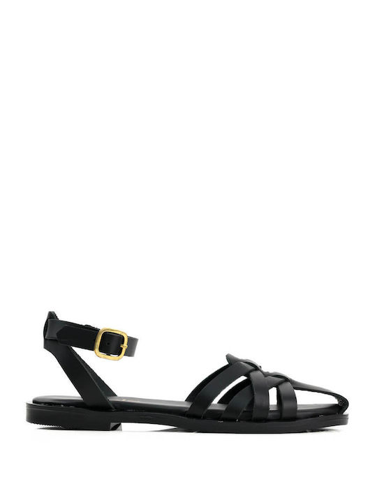 Black Sandals with Crossed Straps