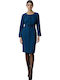 Midi Dress Long Sleeve Petrol Blue