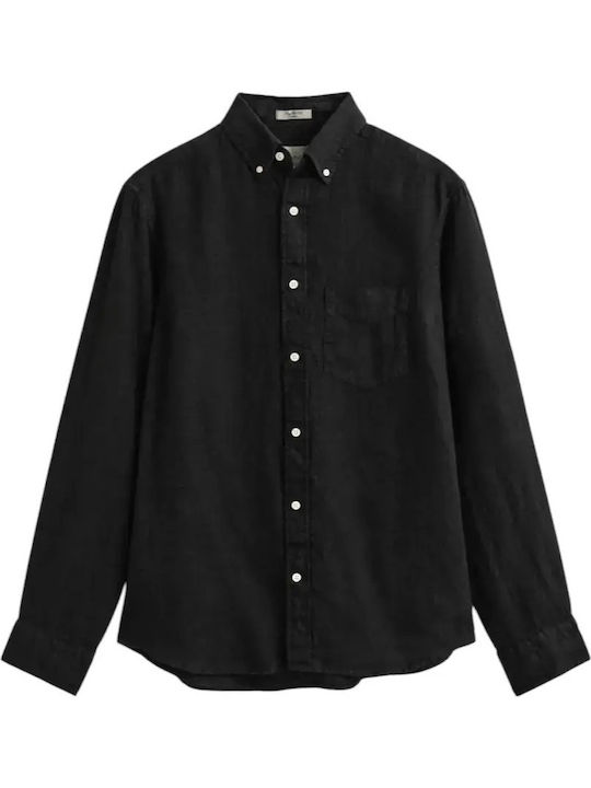 Gant Long-sleeved Linen Shirt Black