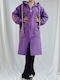Long Women's Cardigan with Zipper Lila