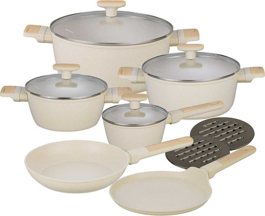 Klausberg Klausberg Kochgeschirr-Set aus Aluminium Beige mit Antihaftbeschichtung 6-tlg
