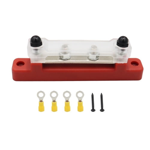 Cp-3118 150A 12-48V RV Yacht Single-row 2-way Busbar 4pcs Terminals Red